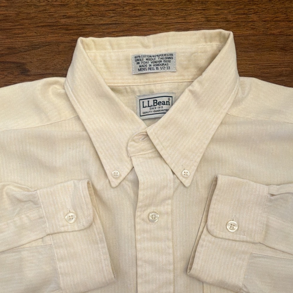 Vintage L.L.Bean Oxford Button-Down OCBD Stripe Men 16.5 33 Preppy Academia 90s